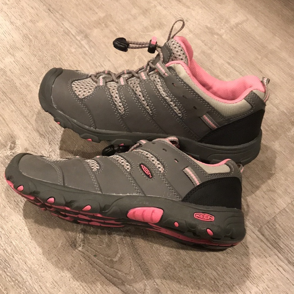 Gray and pink hiking shoes